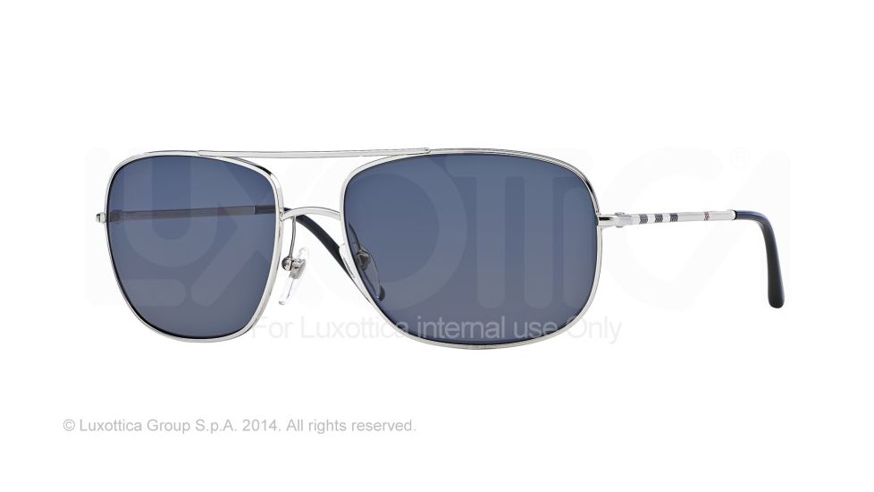 Burberry BE3077 Single Vision Prescription Sunglasses BE3077-100581-60 - Lens Diameter 60 mm, Frame Color Silver