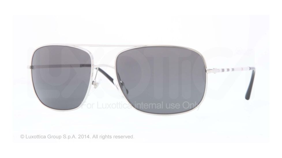 Burberry BE3077 Single Vision Prescription Sunglasses BE3077-100587-60 - Lens Diameter 60 mm, Frame Color Silver