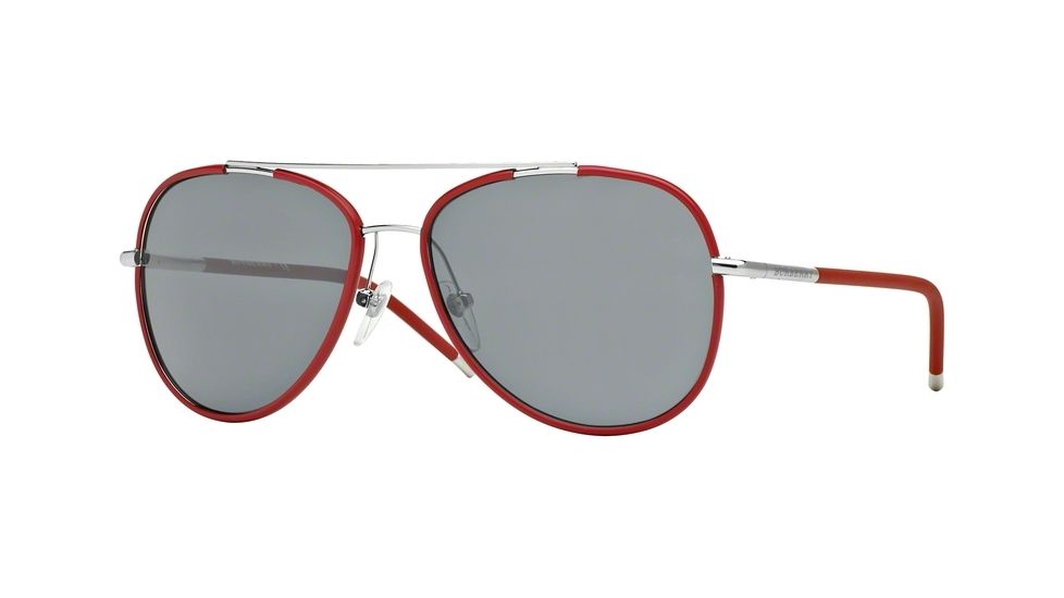 Burberry BE3078J Bifocal Prescription Sunglasses BE3078J-120487-57 - Lens Diameter 57 mm, Frame Color Silver/matte Red