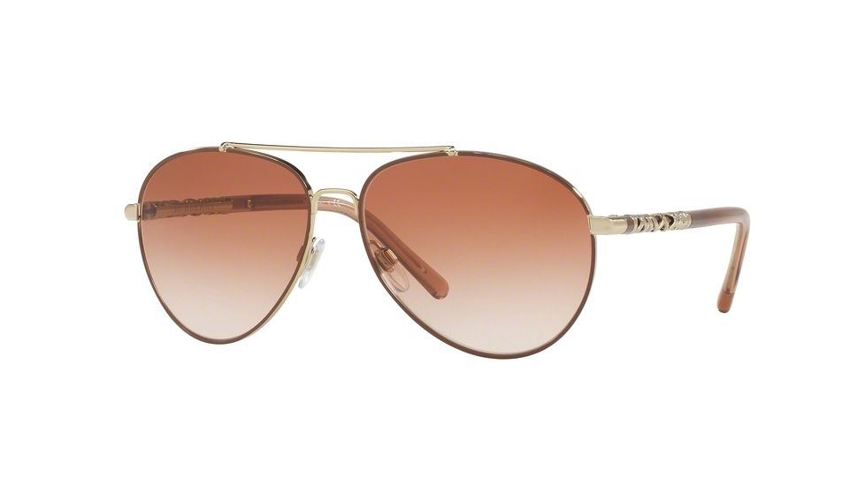 Burberry BE3089 Single Vision Prescription Sunglasses BE3089-121613-58 - Lens Diameter 58 mm, Frame Color Light Gold
