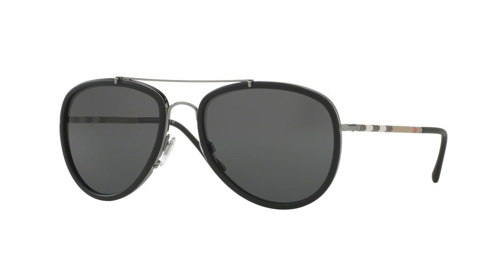 Burberry BE3090Q Single Vision Prescription Sunglasses BE3090Q-100387-58 - Lens Diameter 58 mm, Frame Color Gunmetal / Matte Black