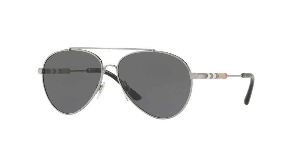 Burberry BE3092Q Single Vision Prescription Sunglasses BE3092Q-100387-57 - Lens Diameter 57 mm, Frame Color Gunmetal