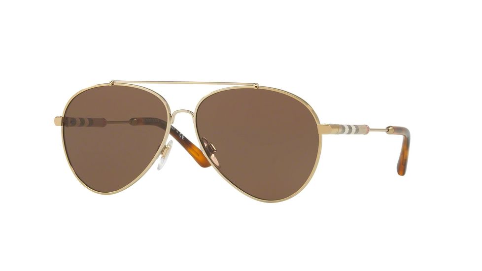 Burberry BE3092Q Single Vision Prescription Sunglasses BE3092Q-114573-57 - Lens Diameter 57 mm, Frame Color Light Gold