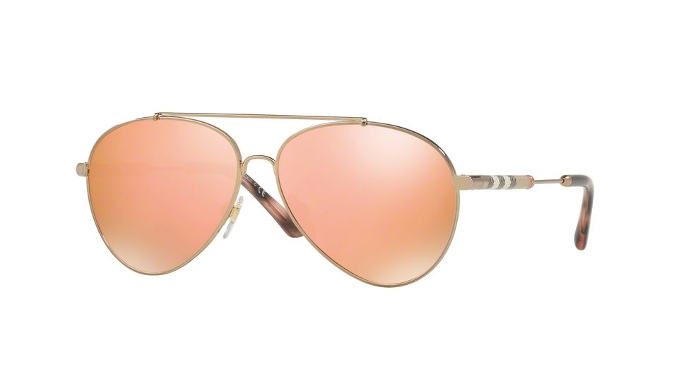 Burberry BE3092Q Single Vision Prescription Sunglasses BE3092Q-12437J-57 - Lens Diameter 57 mm, Frame Color Gold