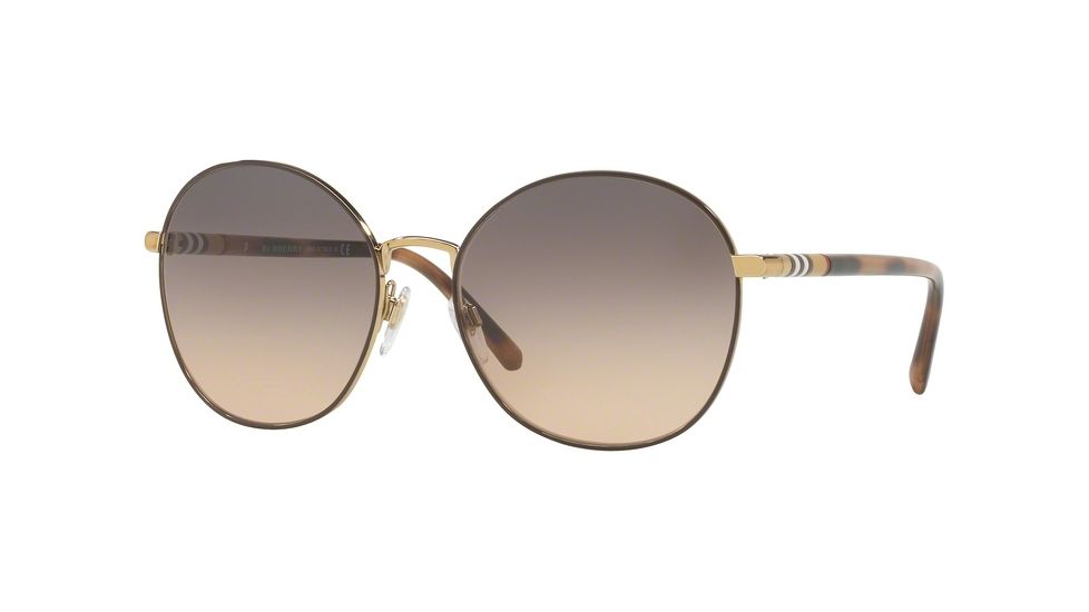 Burberry BE3094 Progressive Prescription Sunglasses BE3094-1257G9-56 - Lens Diameter 56 mm, Frame Color Light Gold