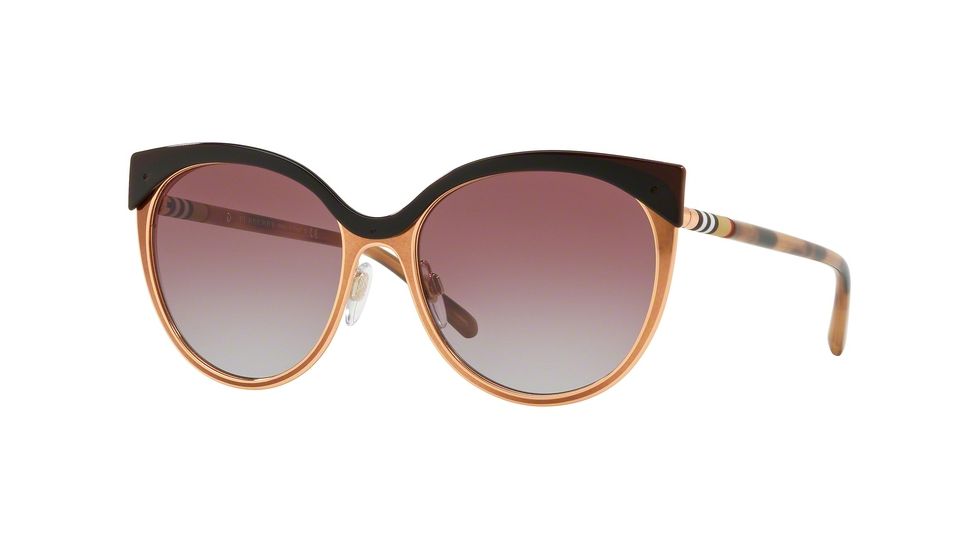Burberry BE3096 Progressive Prescription Sunglasses BE3096-126390-55 - Lens Diameter 55 mm, Frame Color Copper/pink Gold