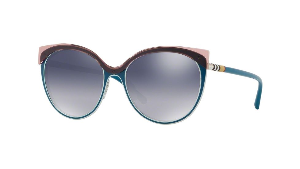 Burberry BE3096 Progressive Prescription Sunglasses BE3096-12641G-55 - Lens Diameter 55 mm, Frame Color Turquoise/silver