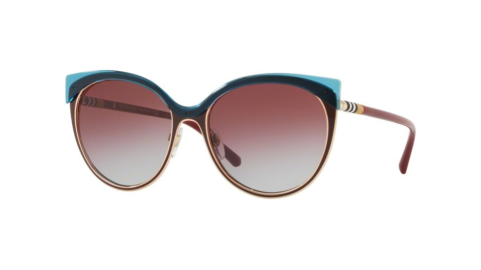 Burberry BE3096 Progressive Prescription Sunglasses, 55mm, Red/light Gold, BE3096-126590-55-PRO