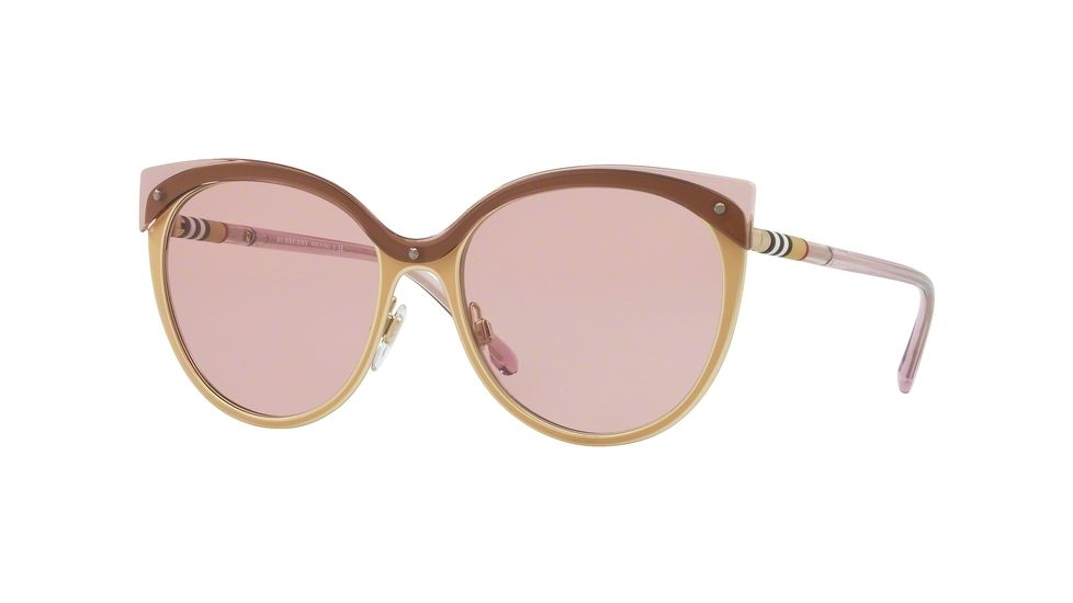 Burberry BE3096 Progressive Prescription Sunglasses, 55mm, Beige/matte Light Gold, BE3096-128284-55-PRO