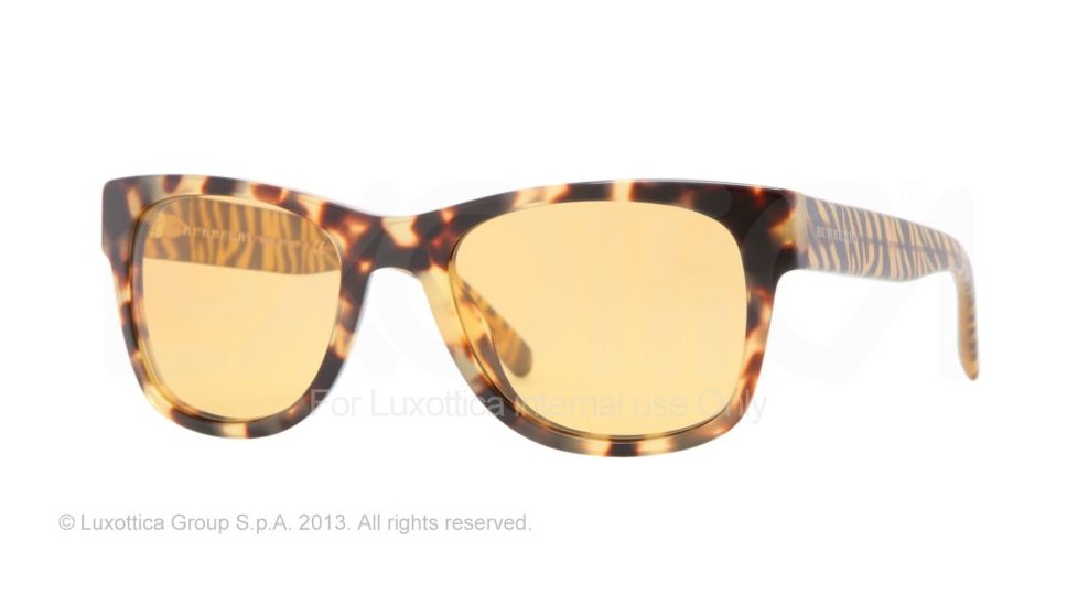 Burberry BE4149 Single Vision Prescription Sunglasses BE4149-341085-53 - Lens Diameter 53 mm, Frame Color Light Havana