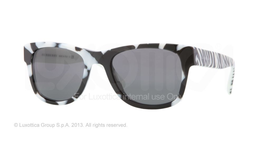 Burberry BE4149 Single Vision Prescription Sunglasses BE4149-341387-53 - Lens Diameter 53 mm, Frame Color White/Black