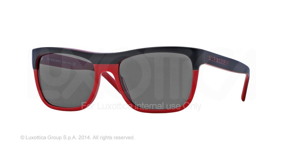 Burberry BE4171 Single Vision Prescription Sunglasses BE4171-345987-57 - Lens Diameter 57 mm, Frame Color Top Black/red
