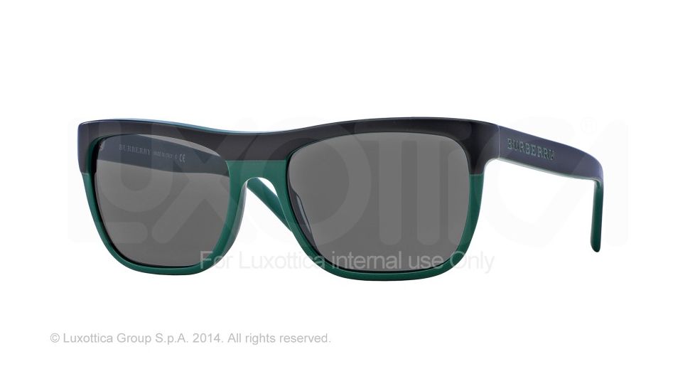 Burberry BE4171 Single Vision Prescription Sunglasses BE4171-346187-57 - Lens Diameter 57 mm, Frame Color Top Black/green
