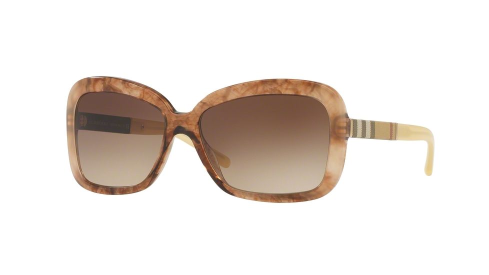 Burberry BE4173 Single Vision Prescription Sunglasses BE4173-361213-58 - Lens Diameter 58 mm, Frame Color Brown Gradient Striped