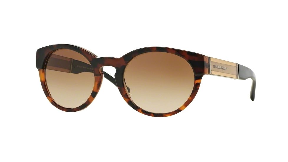 Burberry BE4205 Single Vision Prescription Sunglasses BE4205-355913-54 - Lens Diameter 54 mm, Frame Color Top Dk Havana/light Havana