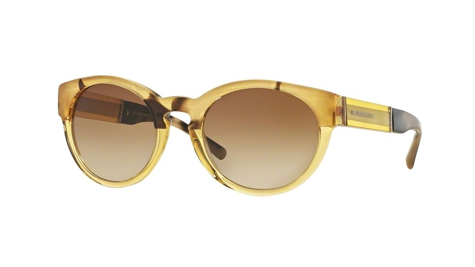 Burberry BE4205 Single Vision Prescription Sunglasses BE4205-356213-54 - Lens Diameter 54 mm, Frame Color Top Light Horn On Yellow