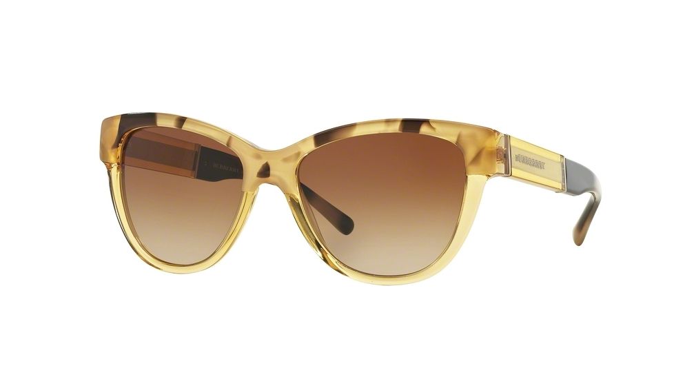 Burberry BE4206 Single Vision Prescription Sunglasses BE4206-356213-55 - Lens Diameter 55 mm, Frame Color Top Light Horn On Yellow