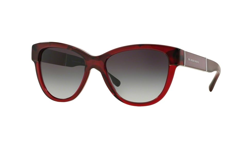 Burberry BE4206 Single Vision Prescription Sunglasses BE4206-35918G-55 - Lens Diameter 55 mm, Frame Color Top Red Horn On Bordeaux