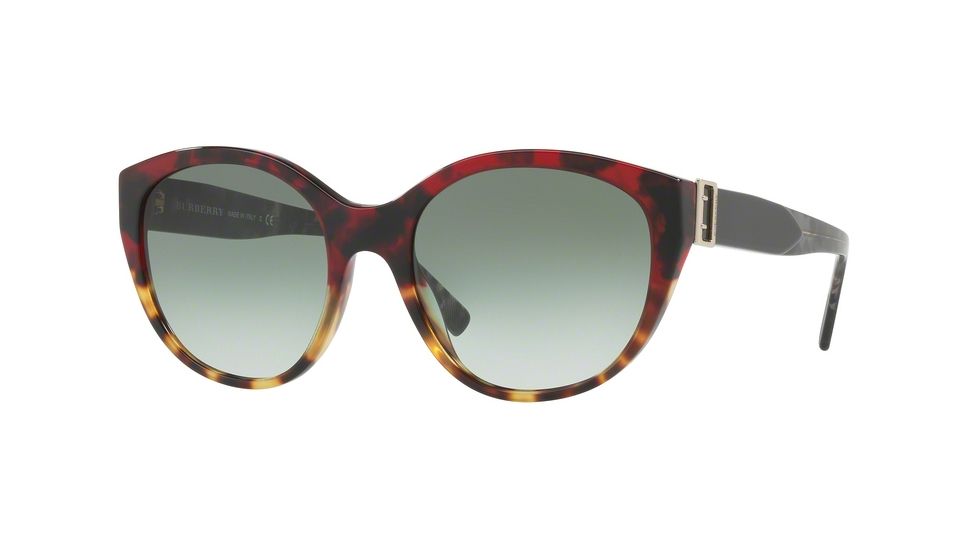 Burberry BE4242 Sunglasses 36358E-55 - Red Havana/light Havana Frame, Green Gradient Lenses