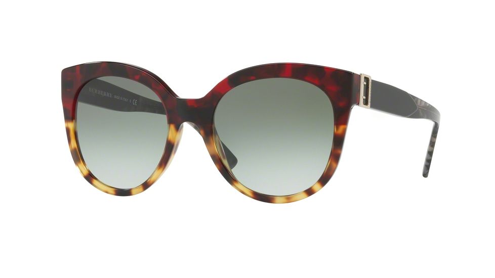 Burberry BE4243 Single Vision Prescription Sunglasses BE4243-36358E-55 - Lens Diameter 55 mm, Frame Color Red Havana/light Havana