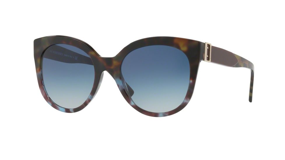 Burberry BE4243 Single Vision Prescription Sunglasses BE4243-36364L-55 - Lens Diameter 55 mm, Frame Color Green Havana/blue Havana