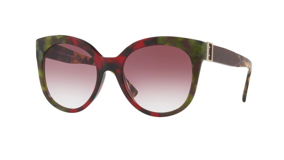 Burberry BE4243 Single Vision Prescription Sunglasses BE4243-36388H-55 - Lens Diameter 55 mm, Frame Color Havana Green/bordeaux/green