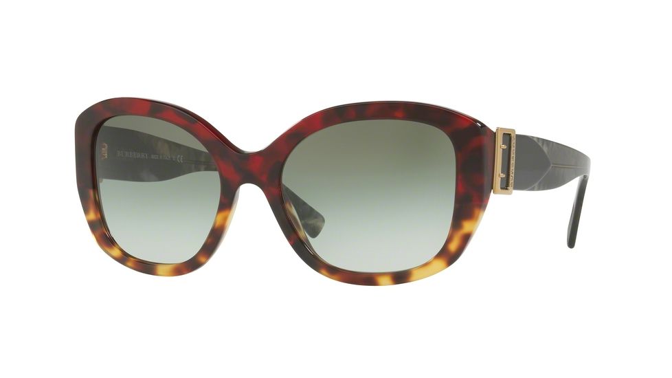 Burberry BE4248 Single Vision Prescription Sunglasses BE4248-36358E-57 - Lens Diameter 57 mm, Frame Color Red Havana/light Havana