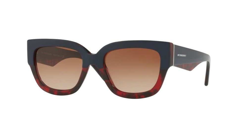 Burberry BE4252 Single Vision Prescription Sunglasses BE4252-365213-53 - Lens Diameter 53 mm, Frame Color Top Blue On Red Havana