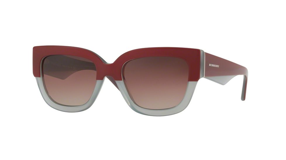 Burberry BE4252 Single Vision Prescription Sunglasses BE4252-3653E2-53 - Lens Diameter 53 mm, Frame Color Top Bordeaux On Grey