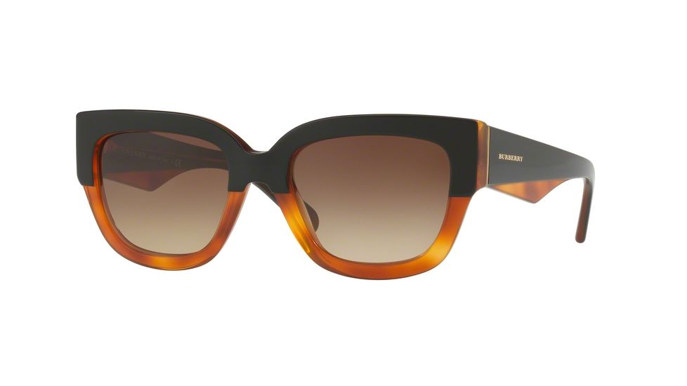Burberry BE4252F Single Vision Prescription Sunglasses BE4252F-365013-55 - Lens Diameter 55 mm, Frame Color Top Black On Amber