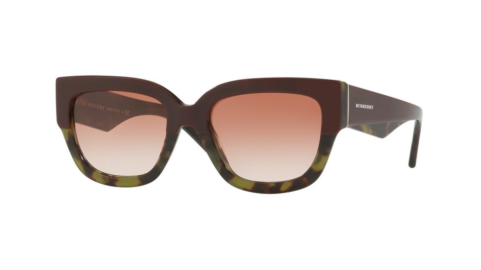 Burberry BE4252F Single Vision Prescription Sunglasses BE4252F-365113-55 - Lens Diameter 55 mm, Frame Color Top Bordeaux On Green Havana