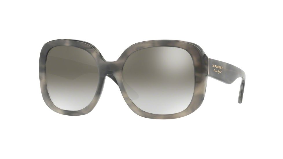 Burberry BE4259 Single Vision Prescription Sunglasses BE4259-36586I-56 - Lens Diameter 56 mm, Frame Color Striped Grey