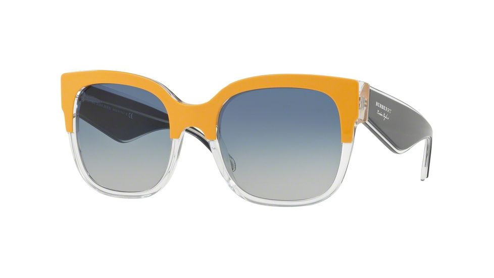 Burberry BE4271 Sunglasses 37334L-56 - Top Ocher On Transparent Frame, Grey Gradient Blue Lenses