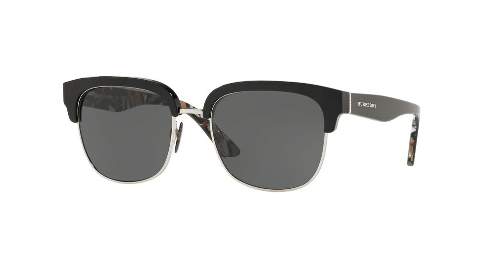 Burberry BE4272 Prescription Sunglasses, 53mm, Black/Silver, BE4272-373587-53-SV
