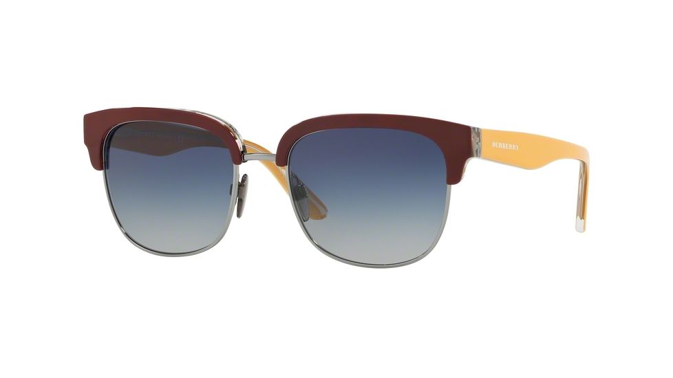 Burberry BE4272 Prescription Sunglasses, 53mm, Top Bord On Check/Gunmetal, BE4272-37384L-53-SV