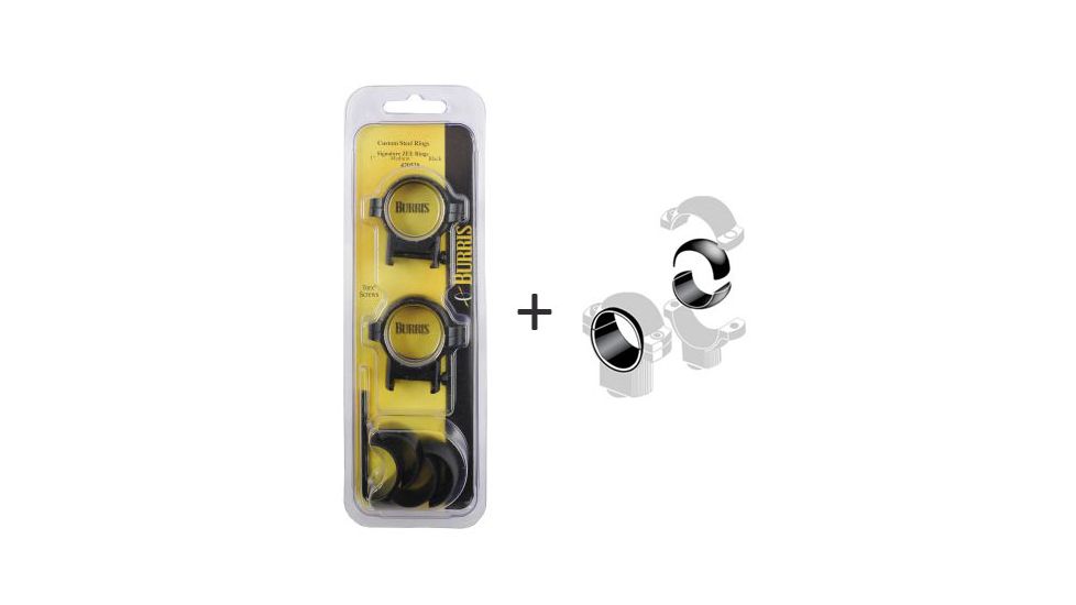 Burris Signature Zee Rings 1 Inch, Medium, Black, w/ Burris 1 Inch Signature Posi-Align Offset Insert Kit, 420520-KIT