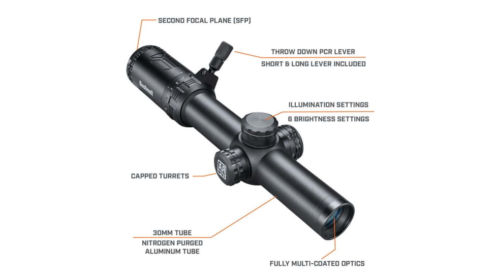 Bushnell AR Optics 1-6x24mm Rifescope, 30mm, SFP, Illum. BTR-1 Reticle, Black, AR71624I