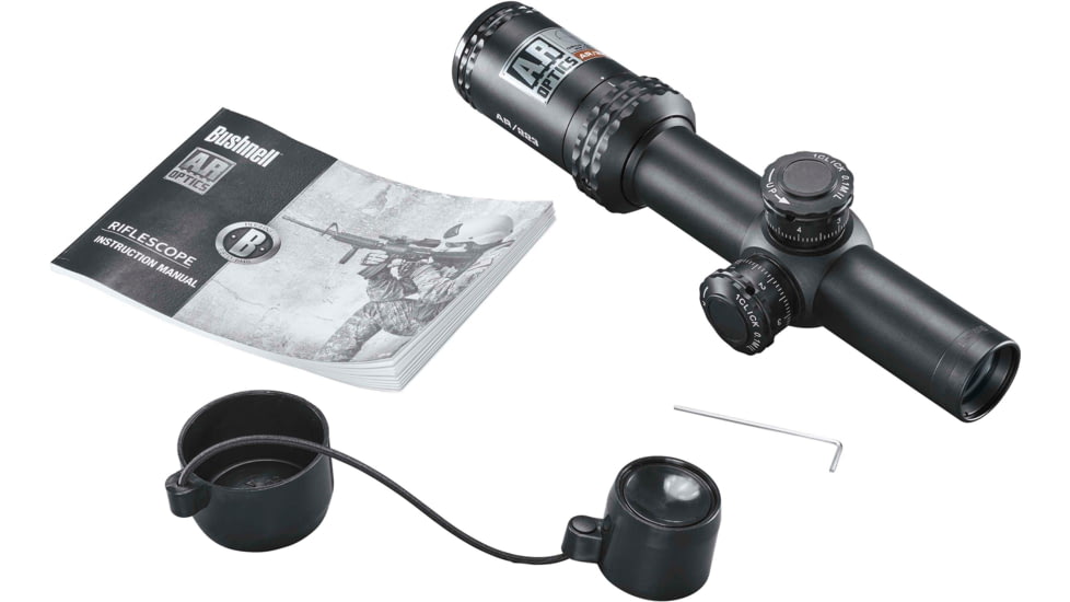 EDEMO Bushnell AR Optics Rifle Scope, 1-4x24mm, 30mm Tube, Second Focal Plane, Drop Zone-223 Reticle, Target Turrets, Matte Black, AR91424, EDEMO1