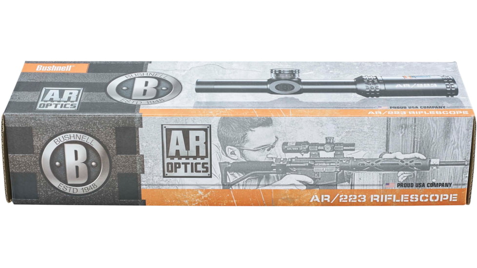 EDEMO Bushnell AR Optics Rifle Scope, 1-4x24mm, 30mm Tube, Second Focal Plane, Drop Zone-223 Reticle, Target Turrets, Matte Black, AR91424, EDEMO1