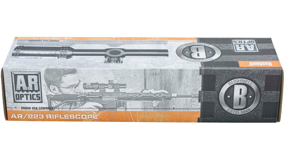 EDEMO Bushnell AR Optics Rifle Scope, 1-4x24mm, 30mm Tube, Second Focal Plane, Drop Zone-223 Reticle, Target Turrets, Matte Black, AR91424, EDEMO1