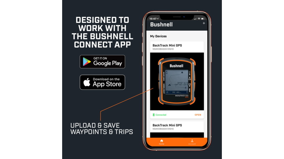 Bushnell BackTrack Mini GPS Trip Navigation, 128x128, Black, GPSBTM