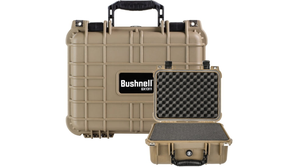 Bushnell Compact 13.37in Waterproof Gear Hard Case w/ Foam, Tan, Standard, BN00001-TAN