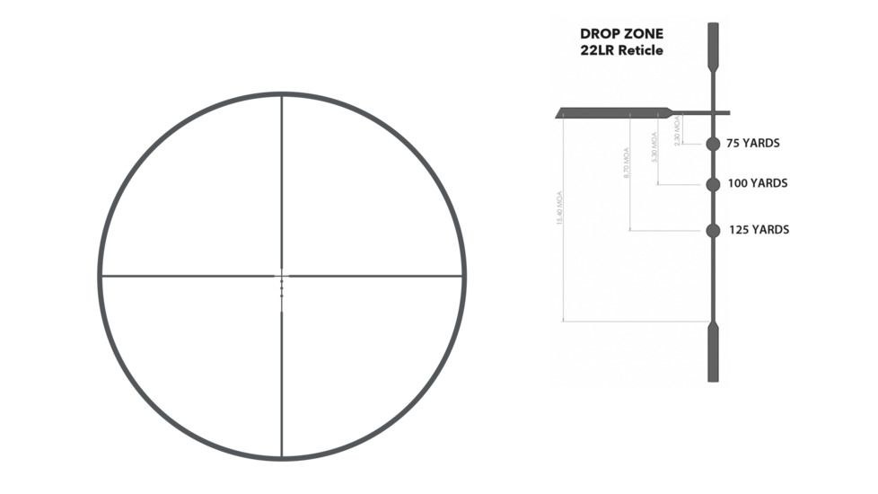 Bushnell Prime Rifle Scope, 3.5-10x36mm, Second Focal Plane, Drop Zone-22LR Reticle, Black, RP3103BS4