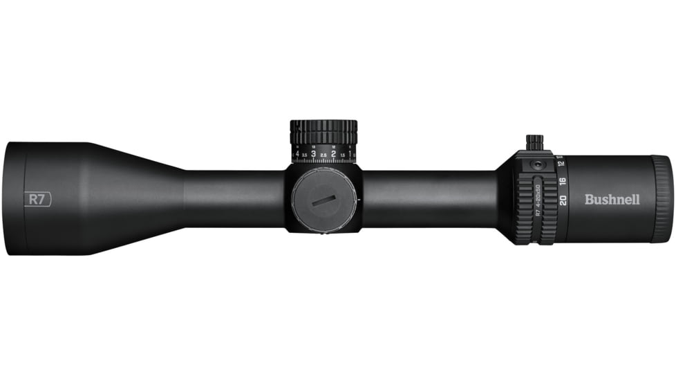 Bushnell R7 4-20x50mm ED Rifle Scope, FFP MRAD Holdover Illum. Ret., EXO, Box 5L, R7-42050M1