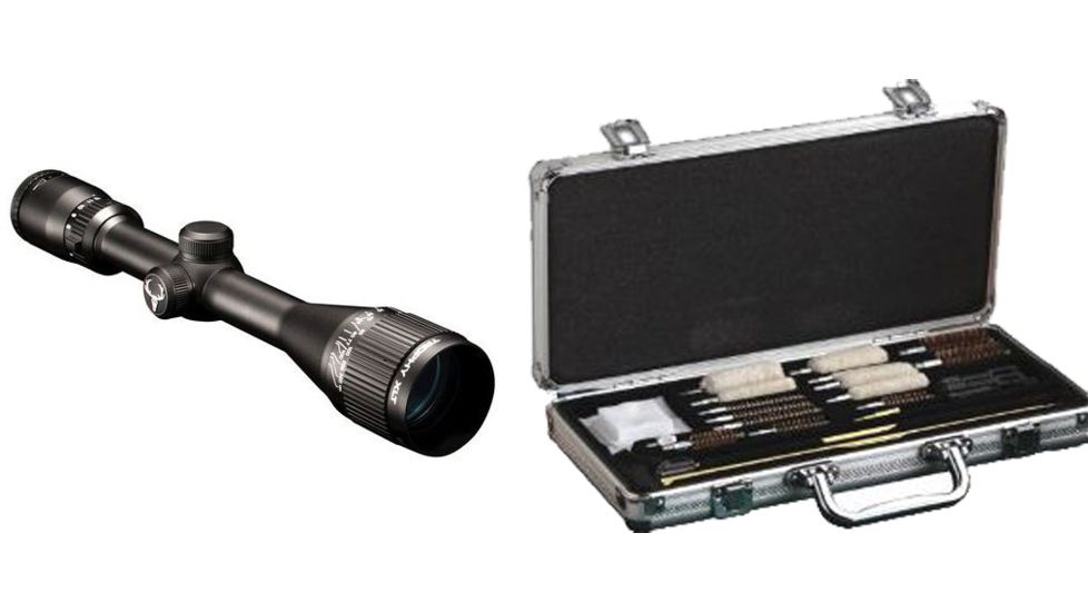 Bushnell Trophy XLT 4-12x40 Waterproof Rifle Scope, Matte Black, DOA 600 Reticle 734120B and Hoppes Deluxe Gun Cleaning Accessory Kit