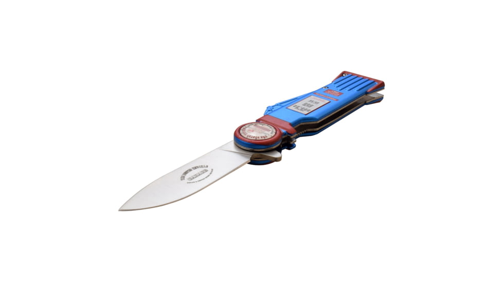 Busted Knuckle Garage Spring Assisted Knife, 3in, 3Cr13 Stainless Steel Stainless Steel, Drop Point, Blue, BKG-A001BRD