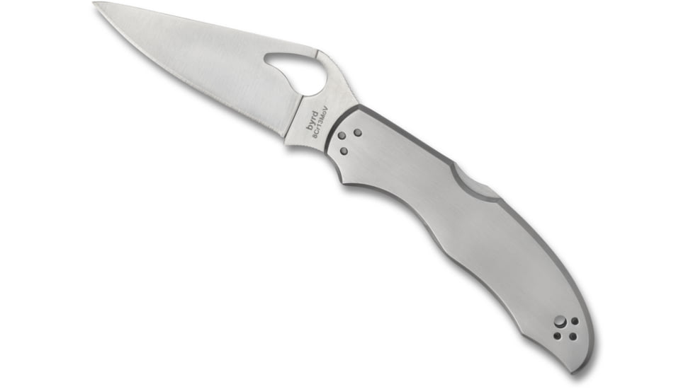 Byrd by Spyderco Harrier 2 Folding Knife, 3.36 in, Plain Blade, Stainless Steel Handle, BY01P2