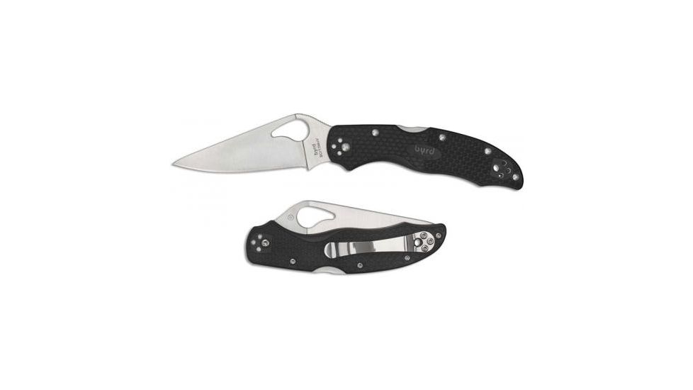Byrd by Spyderco Harrier 2 Folding Knife, 3.36 in, Plain Blade, Black FRN Handle, BY01PBK2