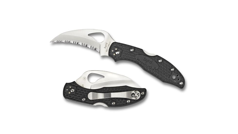 Byrd Hawkbill Black Blade Black Handle FRN Serrated Folding Knife