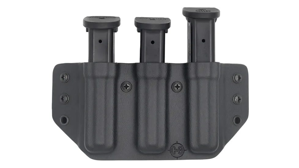 C&amp;G Holsters Triple Slim Magazine OWB Holster, Metal 9/40, Ambidextrous, Black, 4075-100